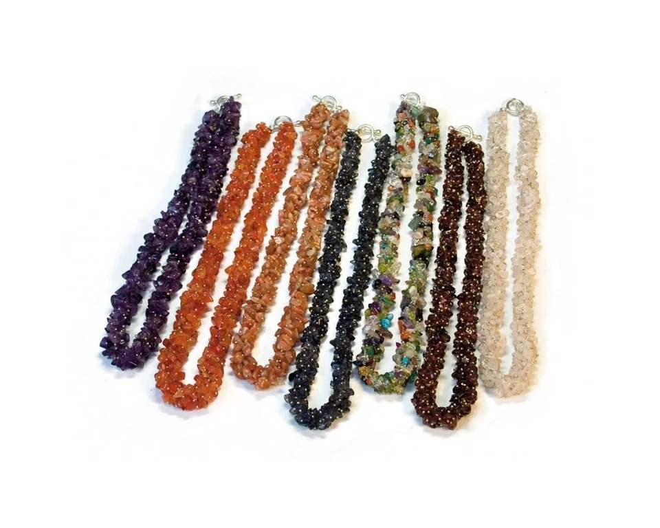 Pietra Preziosa Collana Gioiello Scheggia Ametista Corniola Granato Eliotropio - Immagine 1 di 1