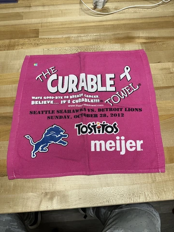 Detroit Lions Pink towel, breast cancer awareness 10/28/12 The CURABLE towel 101 Cover