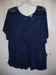 Faded Glory Women's Plus Cinch Waist Top Blue Sapphire Size 18/20W 2X NEW - Picture 1 of 2