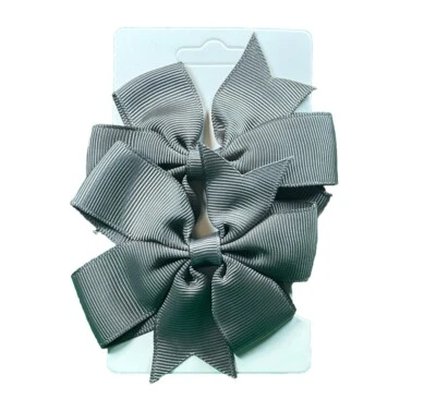 Juego de pasadores de pelo de cinta de grosgrain de molinete gris piedra Foto 1 de 4