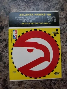 1980-81 Fleer Basketball - ATLANTA HAWKS Logo Sticker Card Puzzle BACK YELLOW - Picture 1 of 2