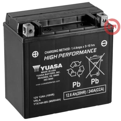 YUASA 12V 12AH BATTERY YTX14H-BS HP HUSQVARNA SMS 630 2011 2012 2013 - Image 1 of 3