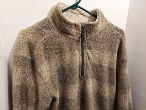 Suéter True Grit Para Hombres Talla Grande L Beige Tostado Vellón 1/4 Cremallera Pullover Gris a Cuadros - Imagen 1 de 8