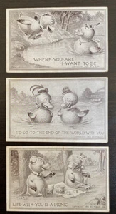Vintage F. Blum Anthropomorphic Duck Postcards - 1910 (3) - Picture 1 of 4