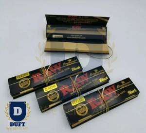 RAW BLACK CONNOISSEUR WITH ROACH TIPS King Size Slim Rolling Papers 1 3 6 24 Box - Picture 1 of 11
