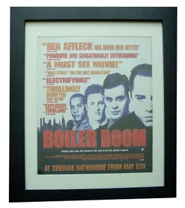 BOILER ROOM+Movie+Film+POSTER+AD+RARE ORIGINAL 2000+FRAMED+EXPRESS WORLD SHIP - Imagen 1 de 6