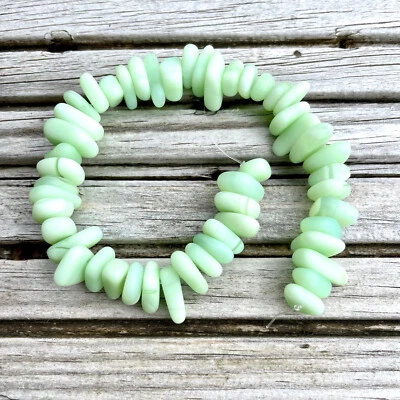 1 Strand Cultured Sea Glass Pebble Beads 6-9mm Drilled - Light Spring Green - Image 1 of 3