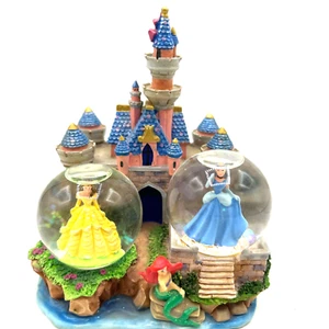 Disney. Castle with Two Snow Globes. Belle & Cinderella. Ariel on Rock. - Picture 1 of 7