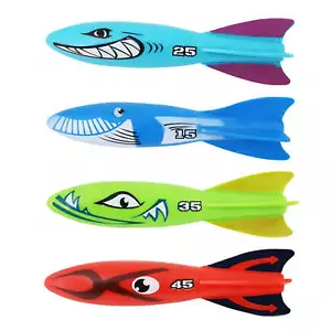 Diving Torpedoes 4-Pack Pool Dive Toys Underwater Summer Family Fun - Picture 1 of 10