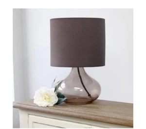 Simple Designs Glass Raindrop Table Lamp with Fabric Shade Clear/ Gray - Picture 1 of 7