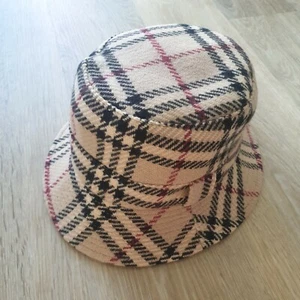 Burberry Vintage Unisex klassisch beige Haymarket Bucket Wollhut Kappe klein - Bild 1 von 10