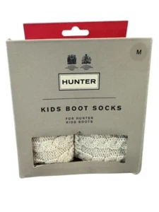 Hunter Kids Knitted Boot Socks Beige White Medium KAS3307AAC Mini Cable Knit Rec - Picture 1 of 8