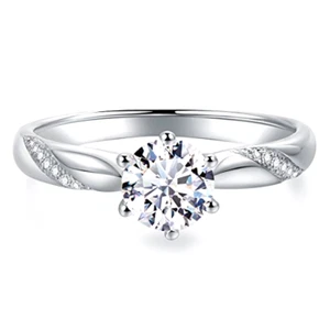 Solitaire Engagement Promise Rings for Her White Gold Plated Sterling Silver S6 - Picture 1 of 12