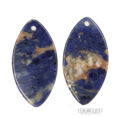 2 cuentas colgantes grandes de sodalita azul 3D marquesa ap. 28 mm x 53 mm (2,1") #11297 Foto 1 de 4