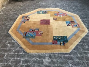 INDIAN HAND KNOTTED ART DECO RUG - Picture 1 of 6
