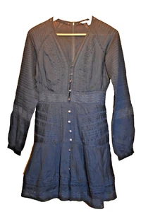 $498 Vestido Veronica Barba Addilyn Ojales en Tinta Azul 2 - Imagen 1 de 6