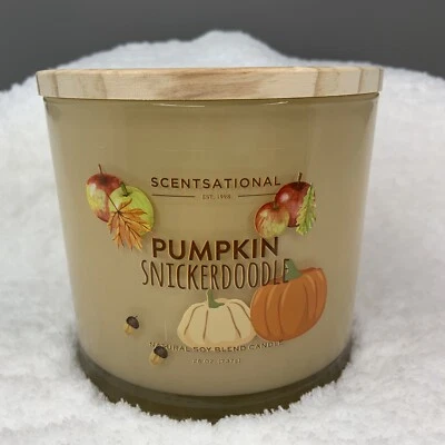 Vela grande Scentsational PUMPKIN SNICKERDOODLE mezcla de soja natural 26 oz 3 mechas Foto 1 de 4