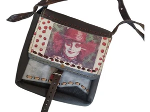 Handmade Alice in Wonderland Leather Bag The Mad Hatter Tea Party Purse Moomins - Picture 1 of 10