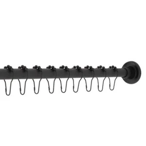 Kingston Brass Shower Rod 72" w/ Rings Adjustable Stainless Steel Matte Black - Picture 1 of 1