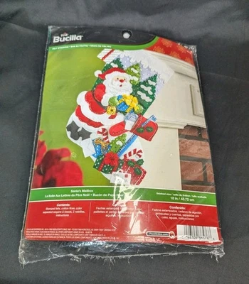 Vintage Bucilla Felt Christmas Stocking Kit “Santa’s Mailbox” #86576 18" NEW - Image 1 of 4
