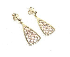 Clogau Gold 9ct Yellow & Rose Gold Lady Guinevere Dangle Drop Earrings - Picture 1 of 7