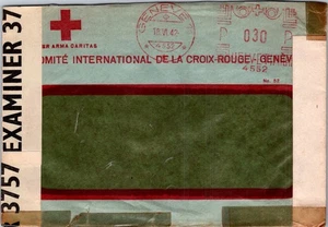 SWITZERLAND 1942 WWII ILLUSTRATED DUAL CENSORED RED CROSS COVER POSTMARK GENEVE - Picture 1 of 2