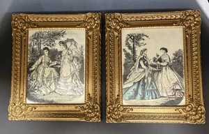 2 Vintage verzierte Rahmen Trieste Co 1969 USA viktorianische Bilder Wandbehang Gold MCM - Bild 1 von 14