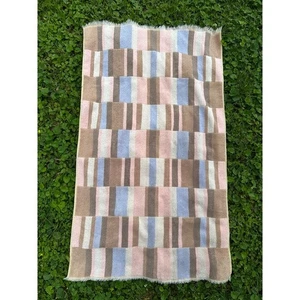 Toalla de baño vintage Sears color block - marrón rosa azul - Imagen 1 de 2