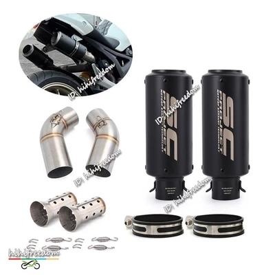 Slip For Ducati Monster 696 796 795 1100 Exhaust System Mid Pipe Black Mufflers - Image 1 of 4