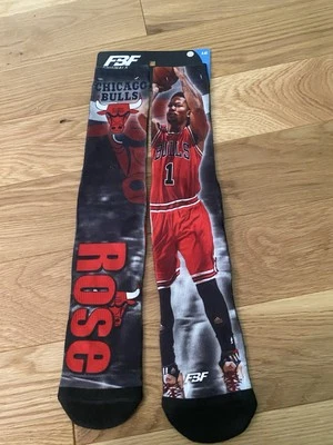 Chicago Bulls NBA FBF Originals Rose #1  Graphic Socks Large Sz 10-13 org $18 - Image 1 of 3