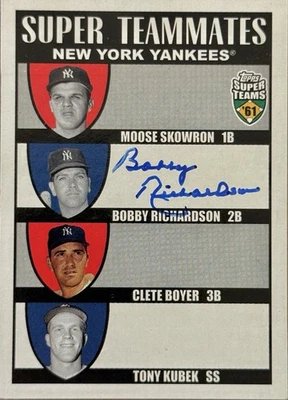 2002 Topps Super Teammates Bobby Richardson 1961 Yankees Auto Autograph 1/1 Rare - Image 1 of 2