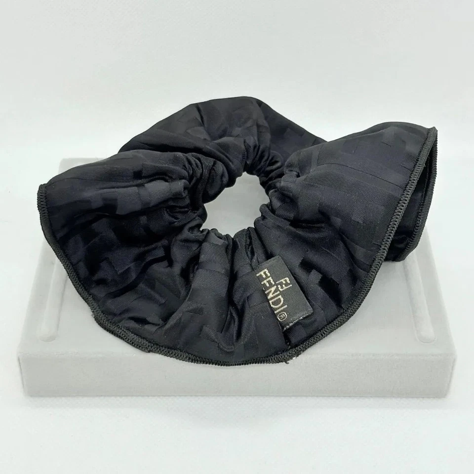 RARE FENDI Zucca Scrunchie Hair Accessory Black Women's Auth Excellent - Image 1 of 4