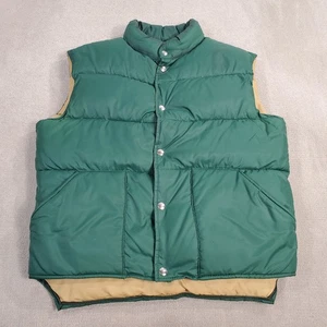 VINTAGE Polar Gear Vest Mens Medium Green Puffer Down Jacket Made In USA 80s 90s - Picture 1 of 14