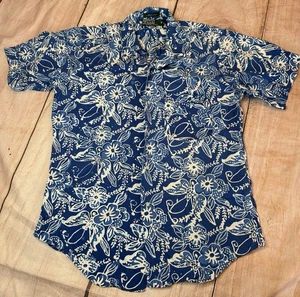 Vintage Polo Ralph Lauren Kinder Gr. 18 Daunen Hemd Blau Tropical - Bild 1 von 5