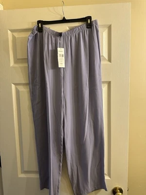 Calça de tornozelo reta roxa nova com etiquetas Eileen Fisher seda Georgette crepe pluma tornozelo grande - Imagem 1 de 4