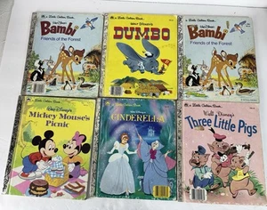 6 Vintage Assorted Little Golden Books With Mickey Mouse Bambi Cinderella More - Picture 1 of 24