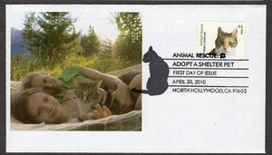 2010 44c ADOPT A SHELTER CAT (Scott 4453) - Hays ACE 423 BWP FDC TD449 - Picture 1 of 1