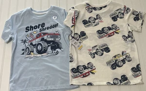 365 Kids Garanimals Boys Size 7 T-Shirt lot of 2 Monster Truck Beach Surfboards - Picture 1 of 7