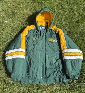 Vintage 90s Starter Green Bay Packers Hooded Jacket Puffer Green Yellow 2XL Herren - Bild 1 von 8