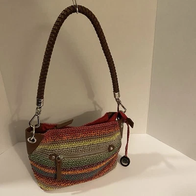 Cartera de hombro The Sak Hobo Boho colorida de ganchillo.  Bolsillo exterior con cierre de cremallera Foto 1 de 4