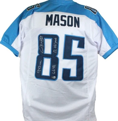Derrick Mason Autographed White Pro Style Jersey w/3 Insc.-Beckett W Hologram - Image 1 of 4