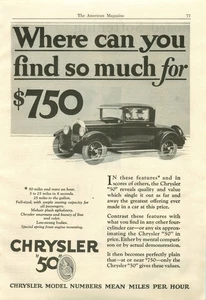 Chrysler 1927 "50" - "50 millas y más por hora" anuncio impreso vintage - Imagen 1 de 1