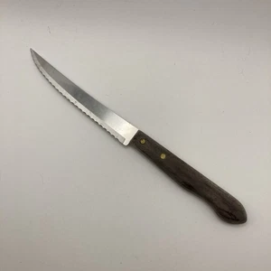 4½" Stainless Steel Steak Knife Wood Handle and Pointed Tip - Vintage Kitchen - Picture 1 of 7