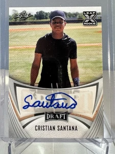 Cristian Santana Detroit Tigers 2021 Leaf Draft Baseball XRC Auto BA-CS1 RC - Foto 1 di 2