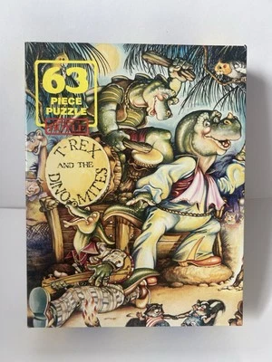 Quebra-cabeça vintage 1995 Hoyle 63 peças T-Rex and the Dino-Mites por Robert Frank. Selado - Imagem 1 de 4