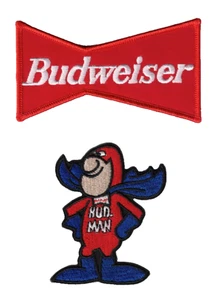 (2) Lot Budweiser + Bud Man Beer Embroidered 4in Iron / Sew-On Patch - Picture 1 of 4