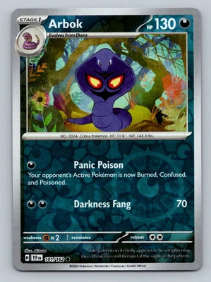 Pokemon Arbok SV05: Temporal Forces 101/162 Near Mint NM Reverse Holo - Image 1 of 2