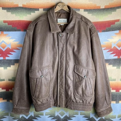 Vintage 90s St John's Bay Brown Zip Leather Jacket | Size Mens 2XL - Image 1 of 4