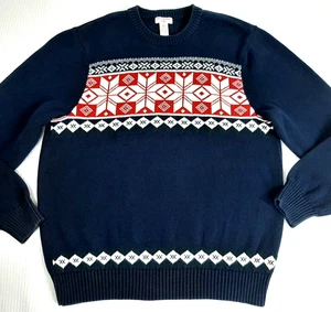 Dockers Men's Size XL Sweater Blue Nordic Fair Isle Pullover Cotton Christmas - Picture 1 of 14