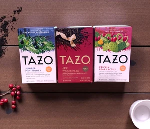 Tazo Teesorten Sampler Pack 3 Boxen - Wacholder Minze Honig - Joy - Kaktusfeige - Bild 1 von 4